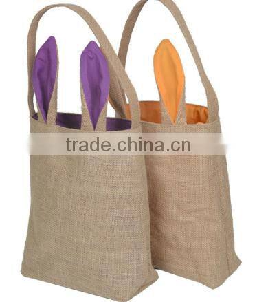 2017 New Personalized Burlap Easter Tote Bag with Bunny Ears