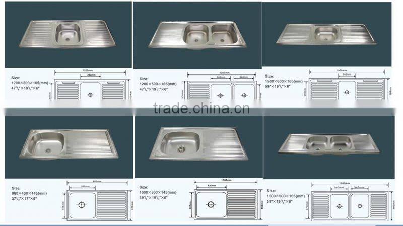 Taizhou factory supply stainless steel kitchen sink 100x50