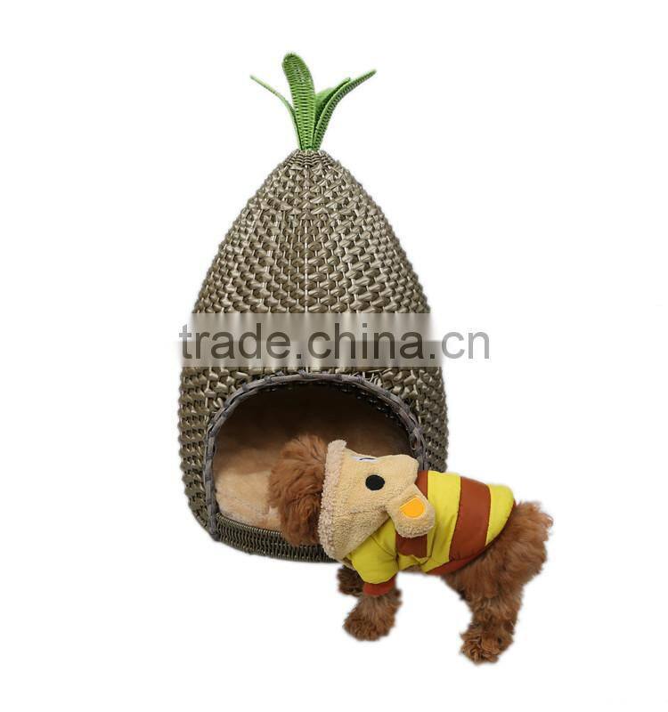 S&D wholesale plastic rattan pet dog cat teepee tent bed made in p.r.c