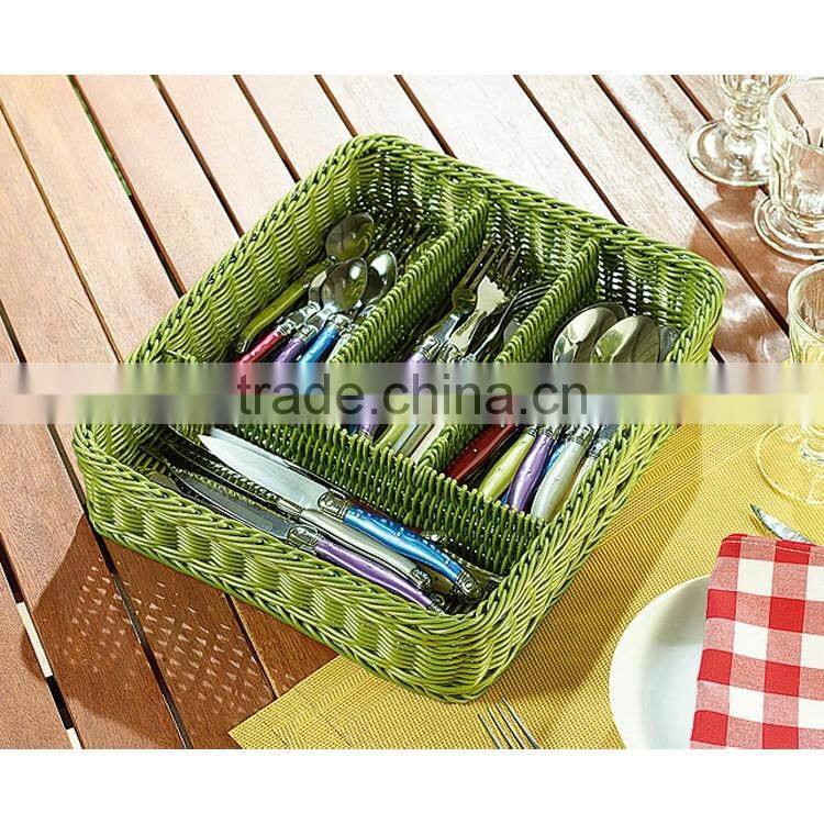 Eco-friendly longitypical design handcraft rattan cutlery basket