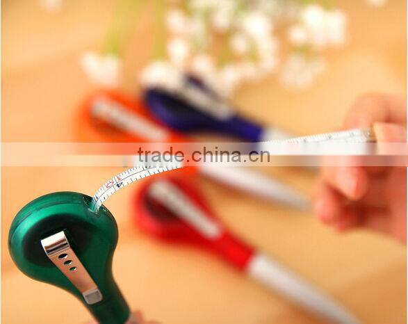 Multi-functional tapeline ball pen with metal clip