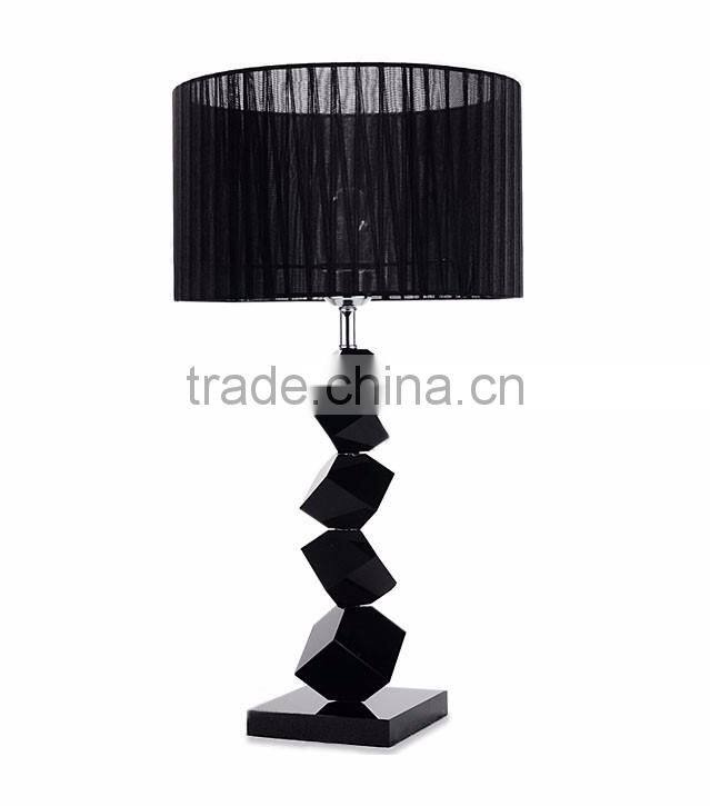 Modern design K9 black crystal table lamp with fabric lampshade