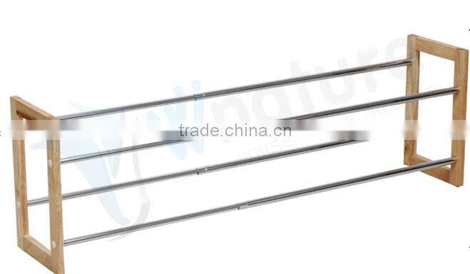 High Quality Metal with Wood Frame Home Shoes Rack,Wooden Shoes Racking