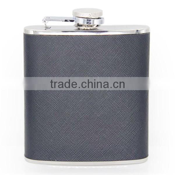 Hip flask leather wrapped flagon with high quality stainless steel