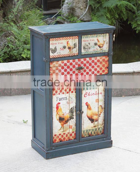 American style antique blue wooden cupboard