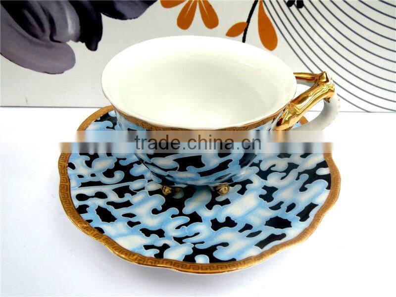 Blue Porcelain Ceramic coffee Cups and Saucers