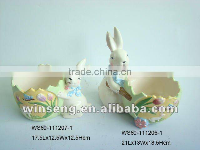Lovely white Easter rabbit ceramic ashtray