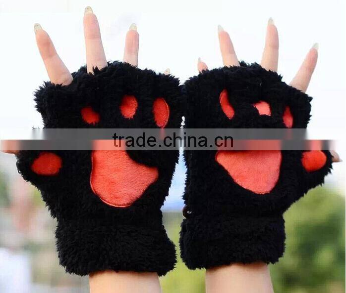 china supplier warm very thick cartoon bear paw gloves