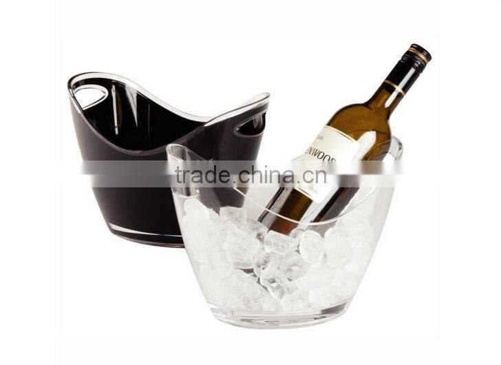 transparent High quality custom logo large wave plastic champagne ice bucket/wine ice bucket