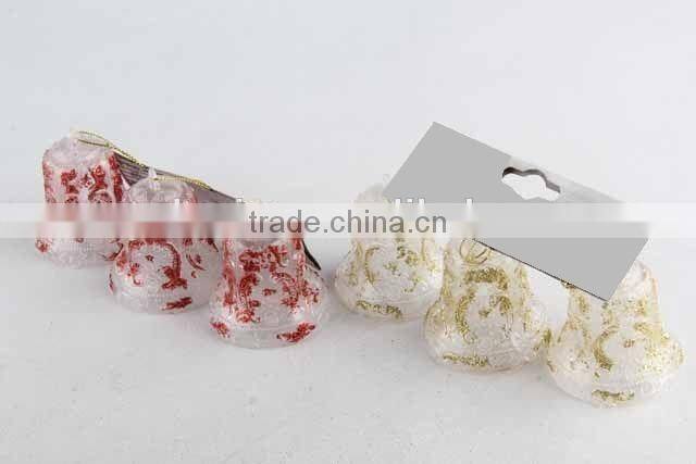 3PC Christmas decoration bell shape transparent plastic Christmas pendant