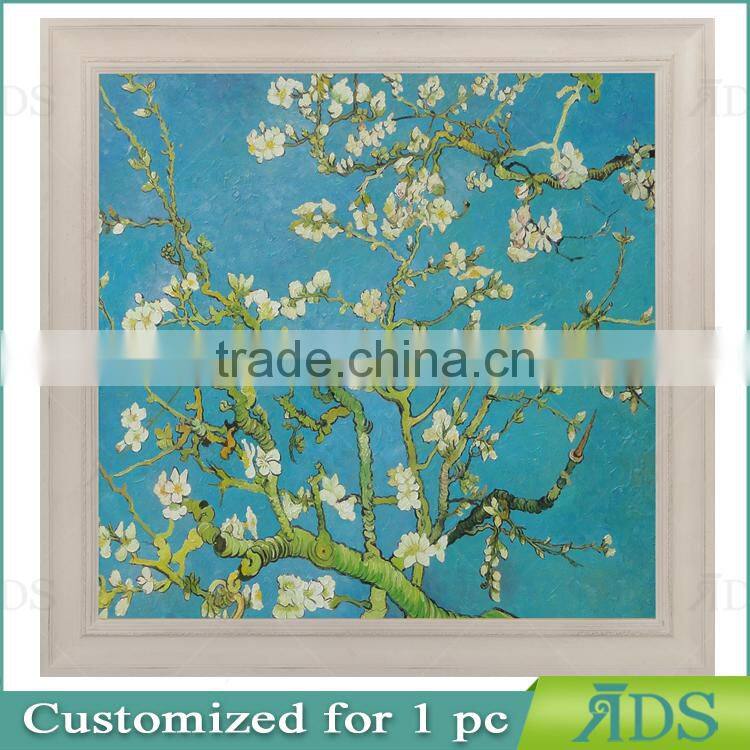 Handmade Reproduction Almond Blossom Modern Framed Floral Oil Canvas Art Painting Hand Painted