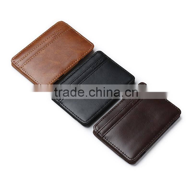Magic wallet PU leather money clip with RFID-blocking in various designs