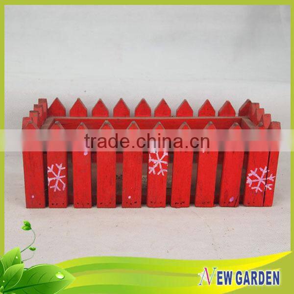 Green and Red Large Rectangular Wooden Flower Pot and Planting