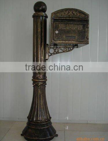 decorative cast iron post mailbox, iron antique mailbox