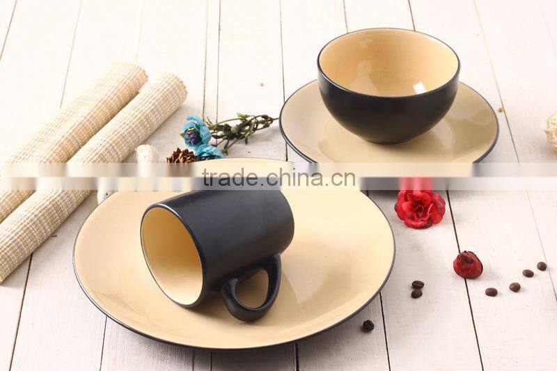 stoneware cheap ceramic colorful round dinnerware set