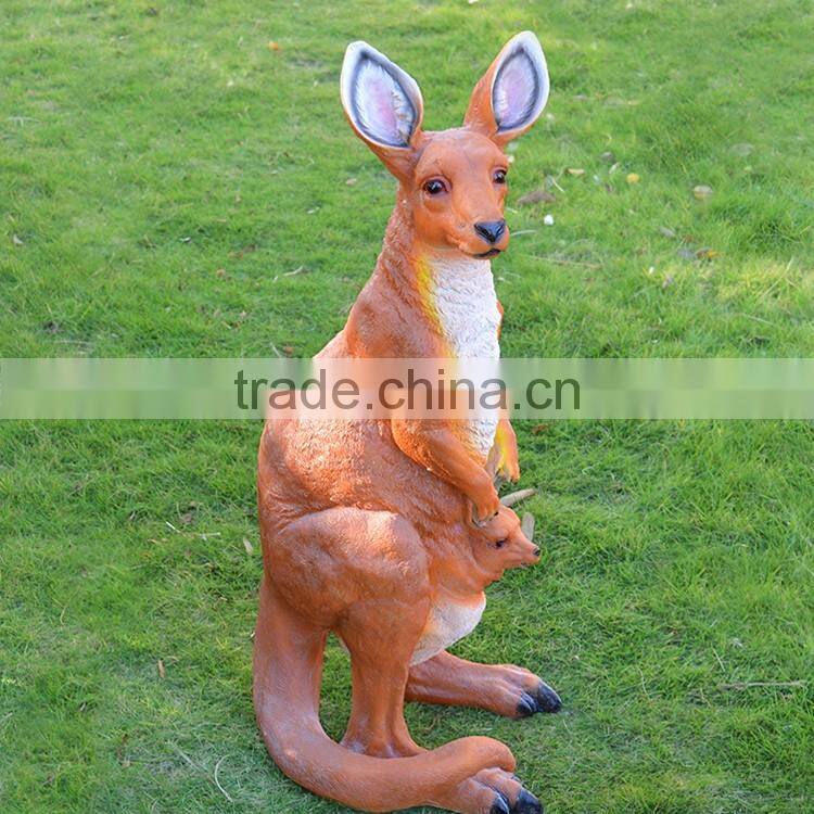 Resin outdoor animal statues fiberglass kangaroo sculpture for sale