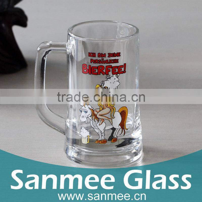12OZ High white Printing Glass Mug, Beer glass, Beer Glass Mug