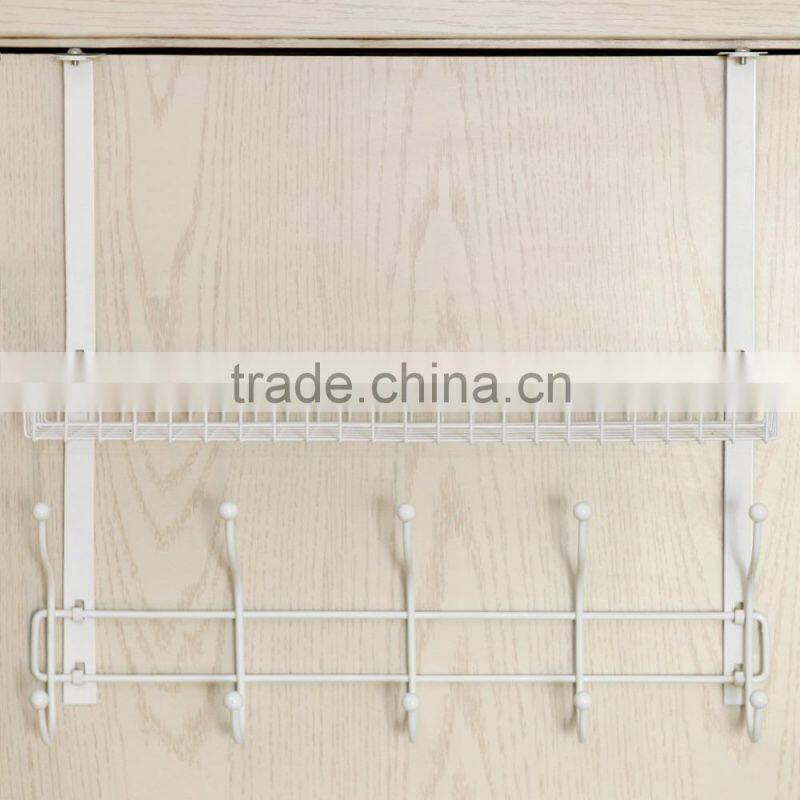 Adjustable Over the Door Mounting White Metal Clothes Storage Shelf