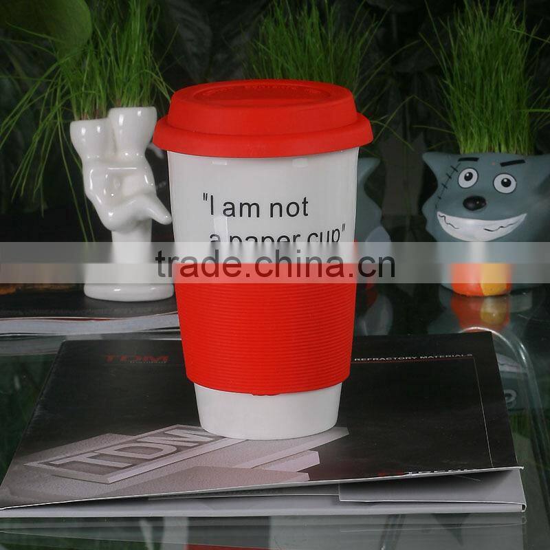 sublimation ceramic mug with silicone lid and sleeve,sublimation magic mug,promotional coffee mug
