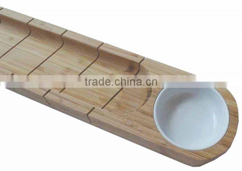 Hot-selling Rubber Wood Bread Cutting Board With Ceramic Bowl