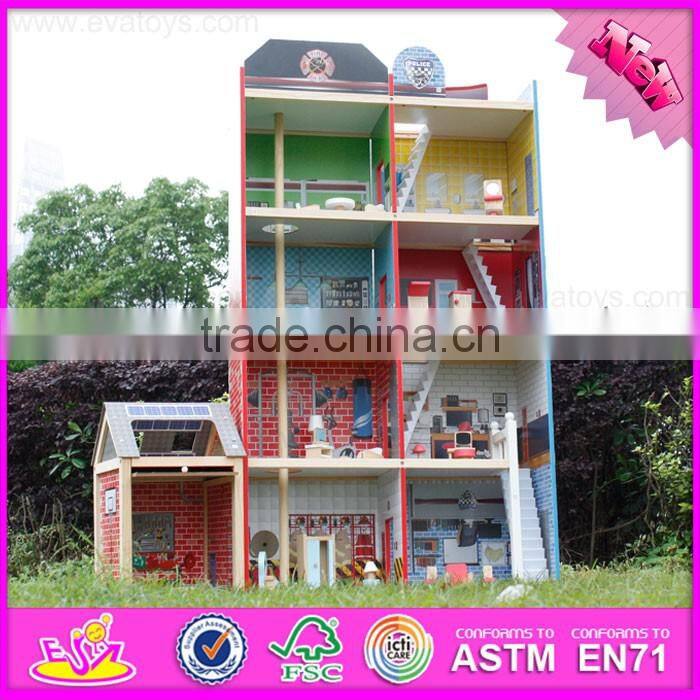 2016 new design beautiful kids wooden big doll house W06A160