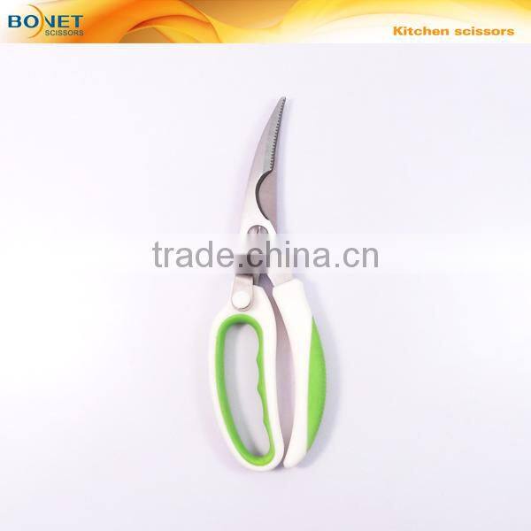 S52034G green and white color handle 6 different types of kitchen multifunction scissors