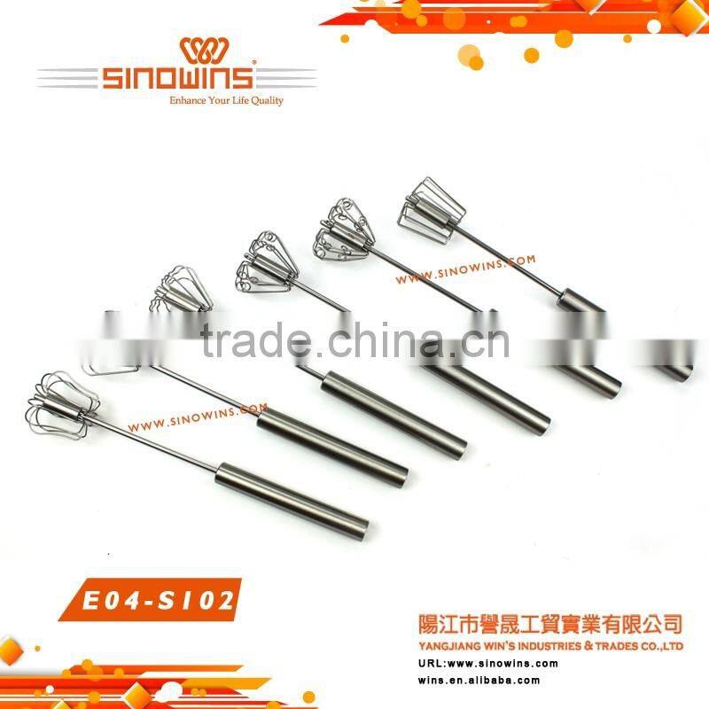 Food Grade Stainless steel Kitchen tools hand rotating egg whisk