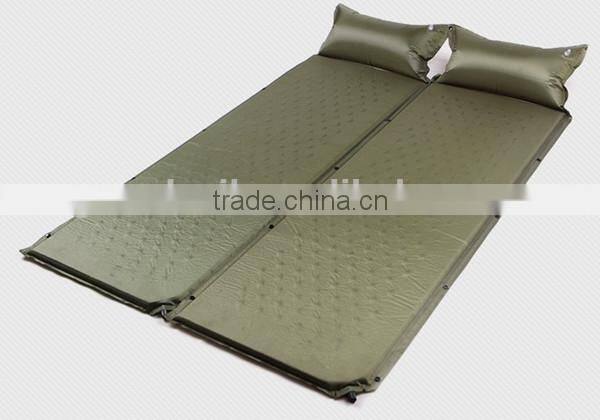 Double person polyster high density memory self inflatable camping mattress