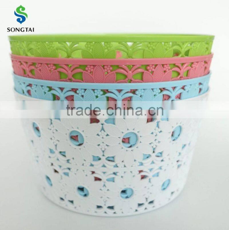 2016 new type pp circular plastic basket with sunflower