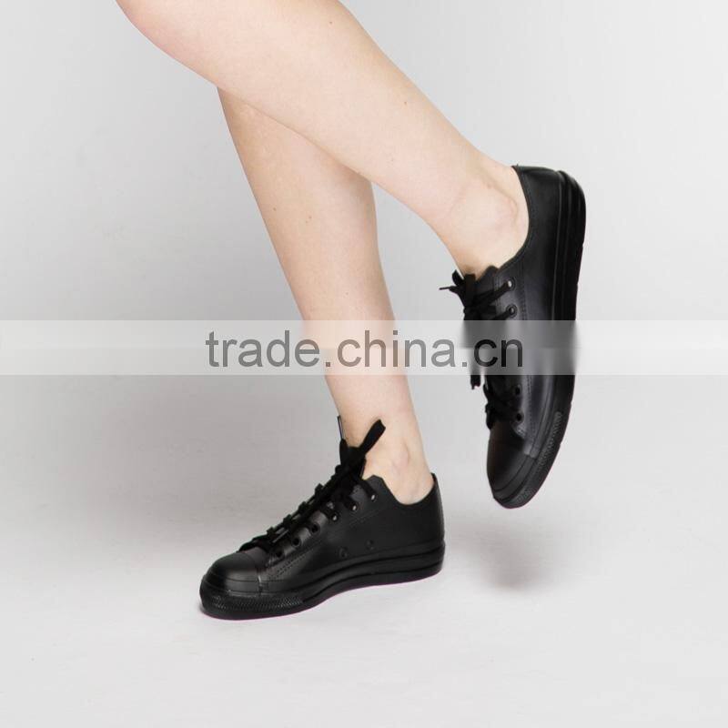 waterproof lace up black white pink cheap new design low height girls womens garder shoes casual gym style PVC rain shoe wellies