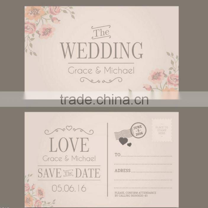 2016 hot sale 3D paper material lovely wedding invitation card luxury