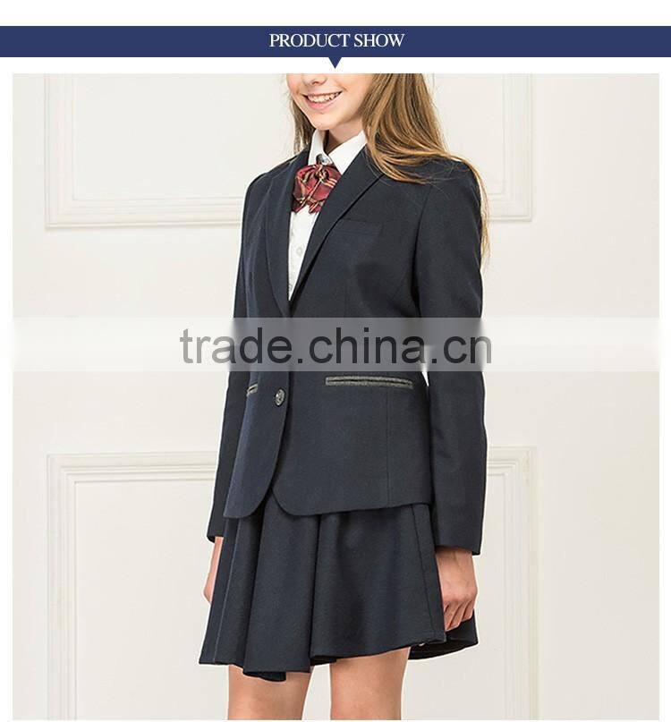 Junior School Girls England Style Grey Colors Coat Jacket Blazer And Skirt