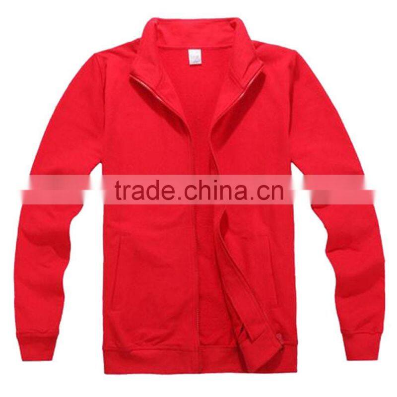 Custom fleece zipper jacket sweatshirt without hood