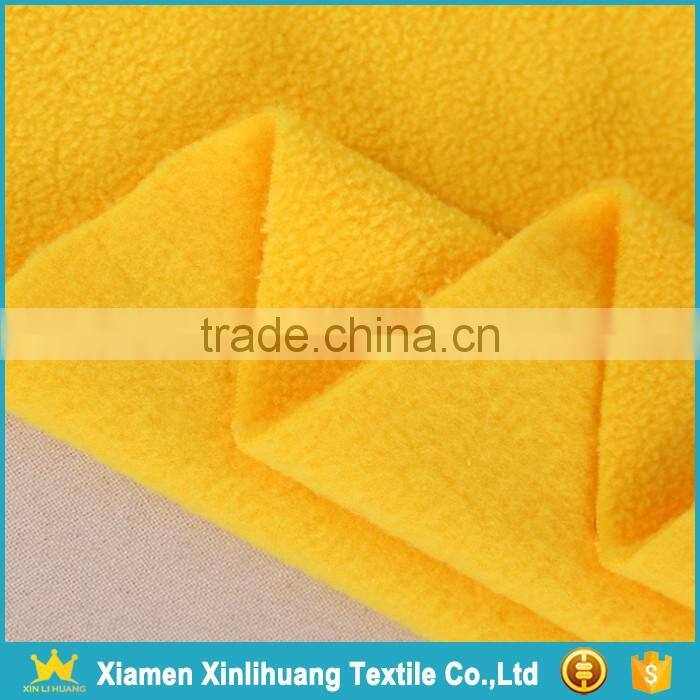 High Quality Weft Knitted Lightweight Yellow Polar Fleece Fabric