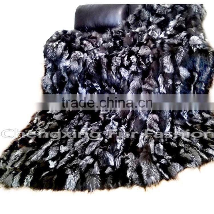 CX-D-82A Real Fur Silver Fox Real Fur Throw Blanket