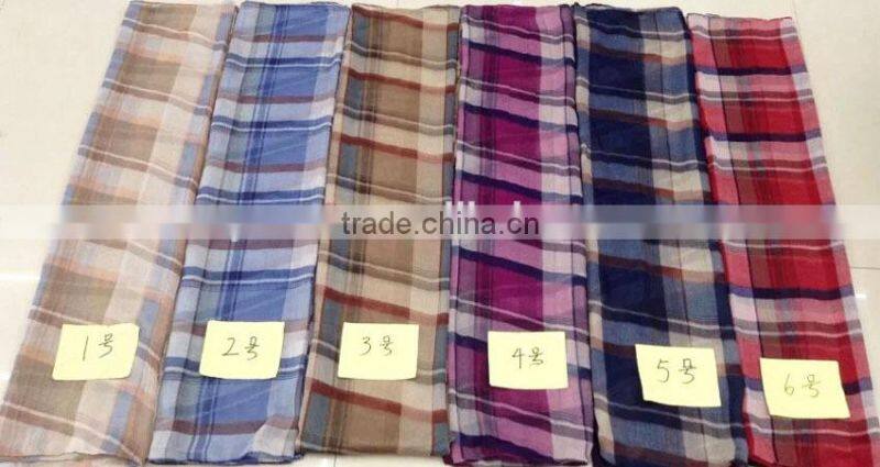Fashion hot chiffon voile polyester check scarf