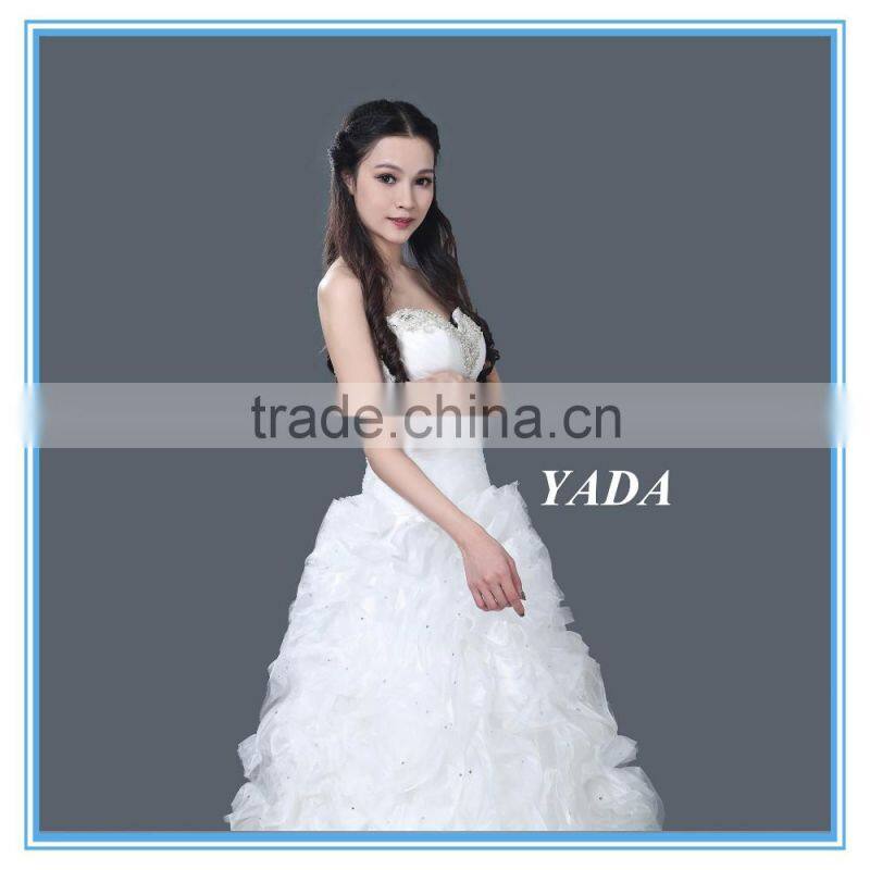 New Model Off Shoulder Elegant Handmade Beaded Wedding Dress 2016