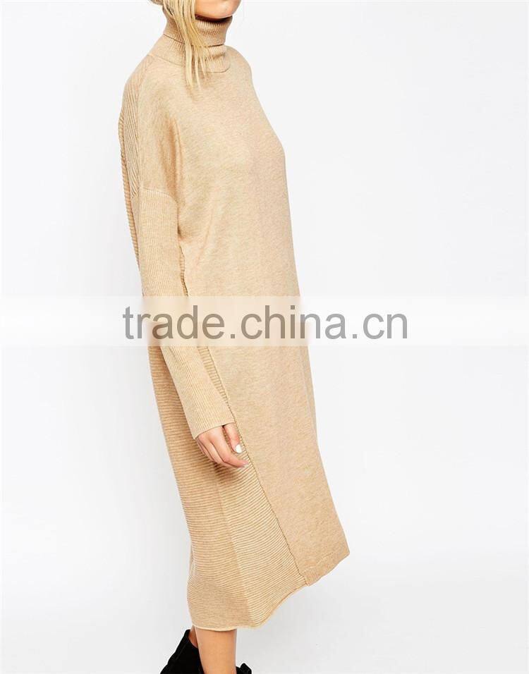 Ladies autumn midi jumper dress with roll neck ladies' long dress