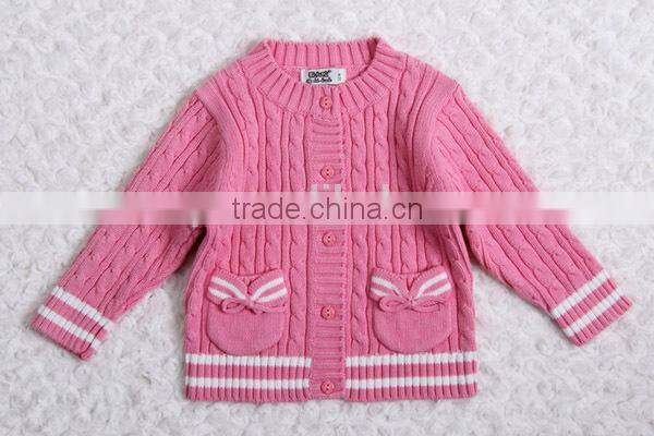 Two pockets girls cable knit pattern open chest cardigan sweater