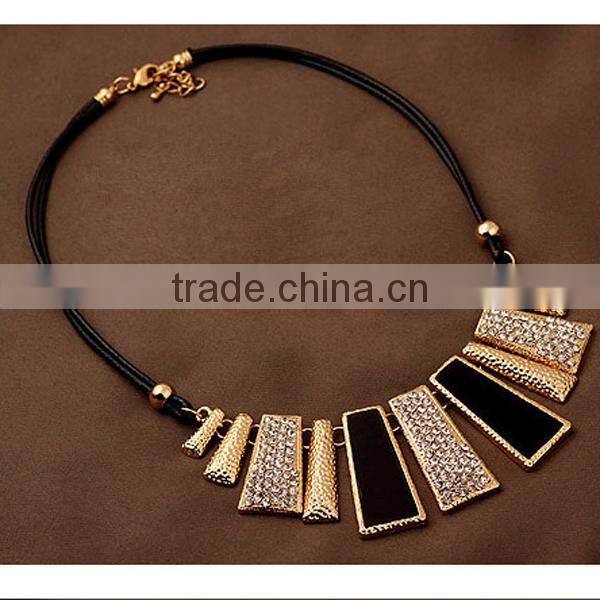 F20090N newest design jewelry necklace irregular pattern leather cord necklace