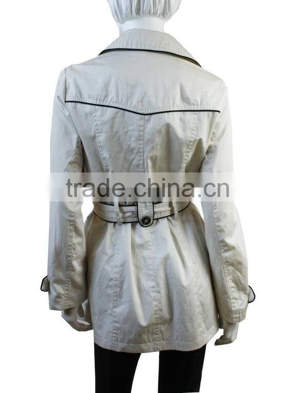 High Quality Fashion ladies office coat 2014 custom made jacket white trench lady
