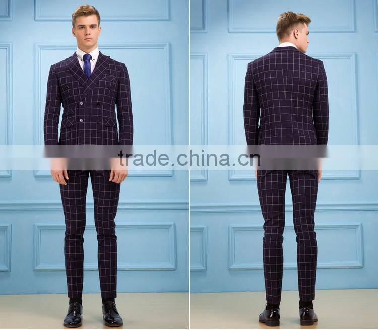 Daynoliao 2016 latest design Men's suit Plaid 3 pieces business suit for men