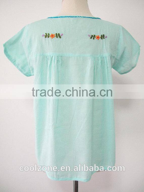 Wholesale Mexico manufacturers embroidered blouse ladies blouses