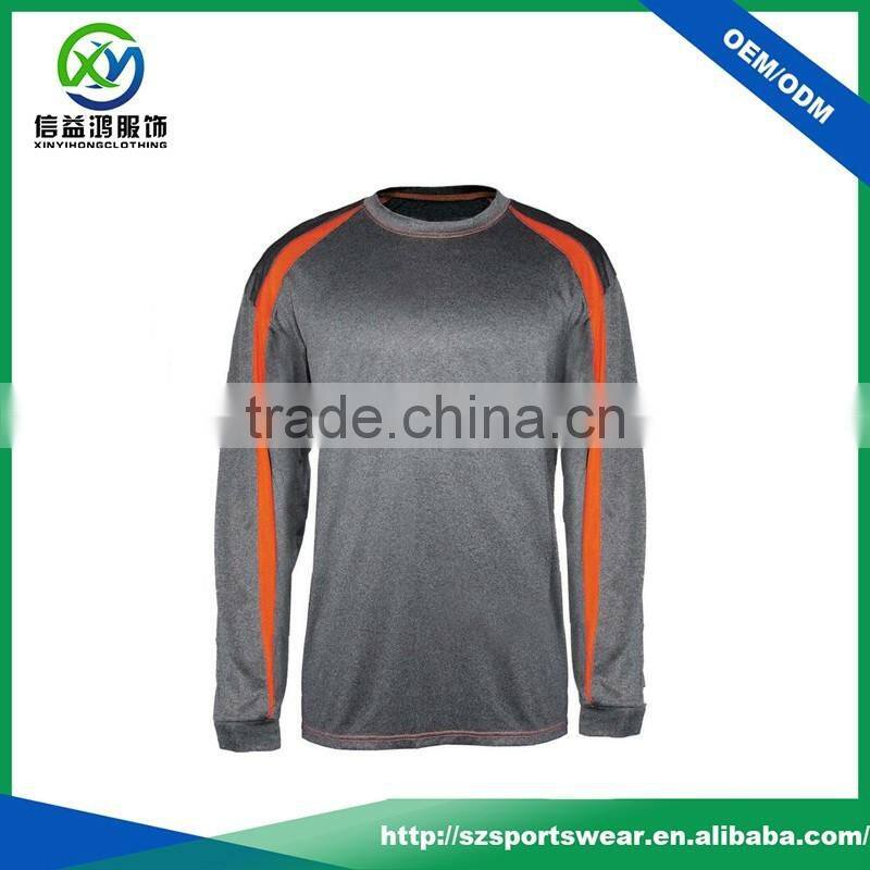New Arrival Contrast Color Quick Dry Stretchy O-Neck Long Sleeve Men's Sport T-Shirt