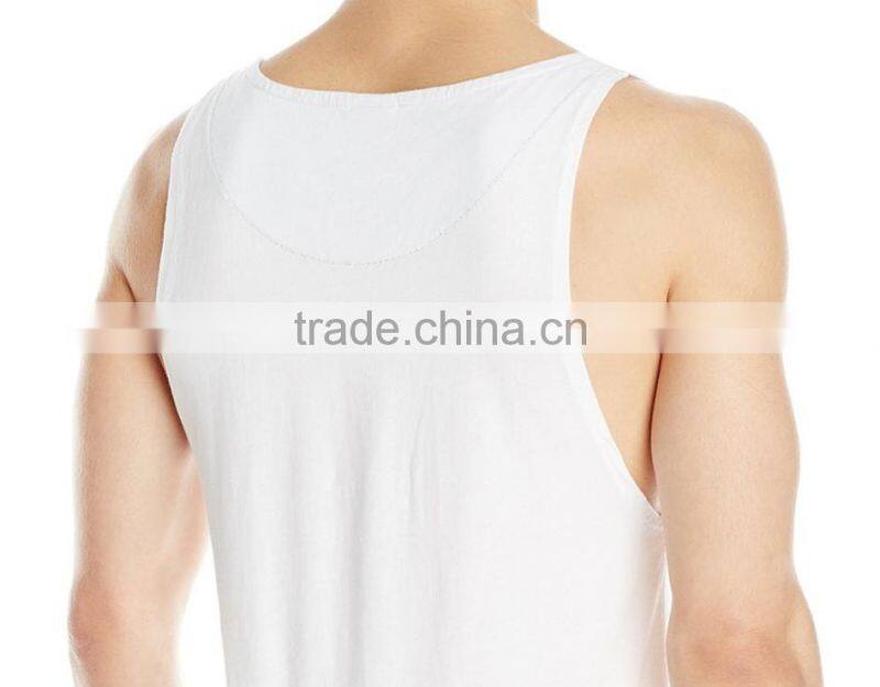 High quality white slim fit digital printing sports wear,gym wear singlet/tank top with printed pocket