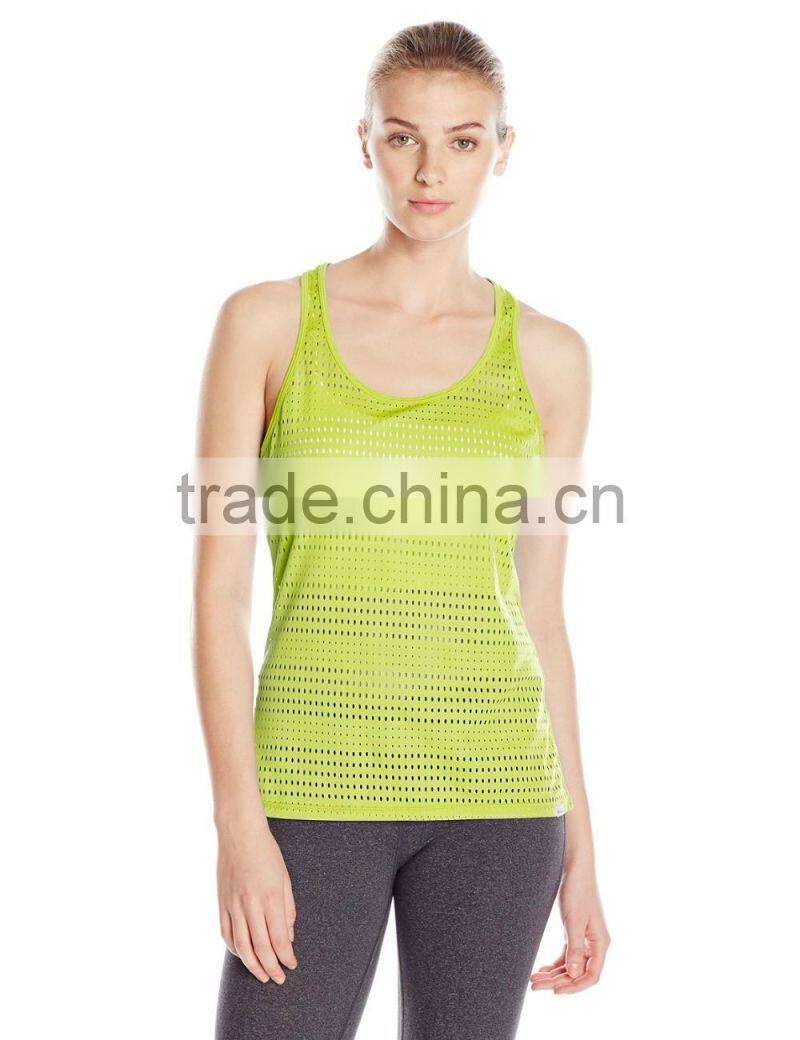 Women's Curved Hem Bright Color Mesh Tank Clothing Manufacturer