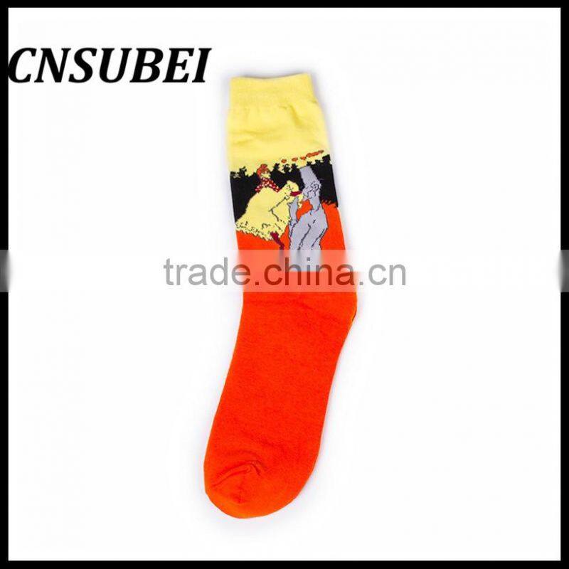 European and American painting pattern retro literary personality cotton in tube socks