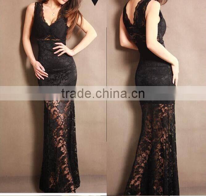 Fashion sleeveless dresses for women summer slim sexy lace ladies dress 2016