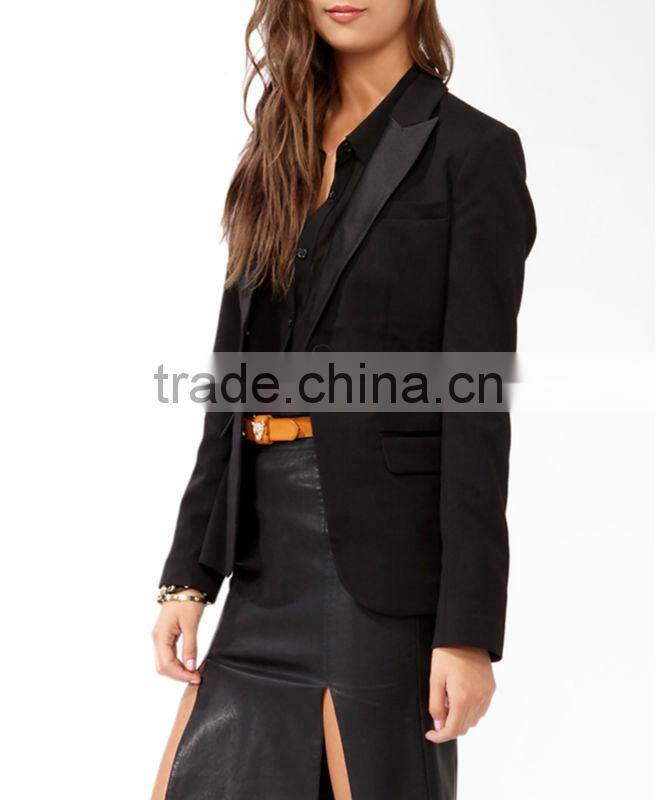 Women's Longline Satin Lapel Blazer
