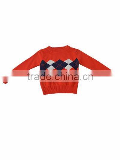 Girl's cotton ribbed jacquard pullover sweater